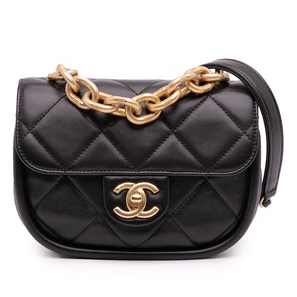 Chanel Mini CC Quilted Calfskin Round Moon Messenger Flap