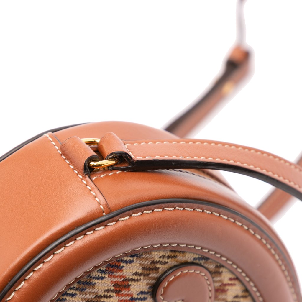 Celine Small Houndstooth Canvas and Calfskin Cuir Triomphe Oval Crossbody - Image 11