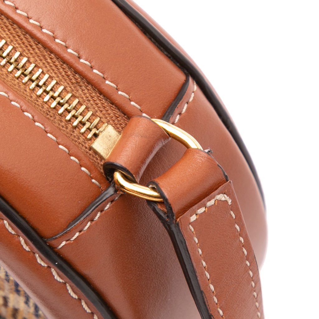 Celine Small Houndstooth Canvas and Calfskin Cuir Triomphe Oval Crossbody - Image 12