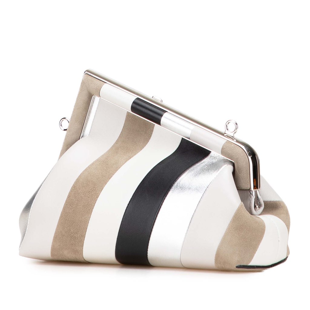 Fendi Small Fendi First Leather and Suede Striped Crossbody - Back view