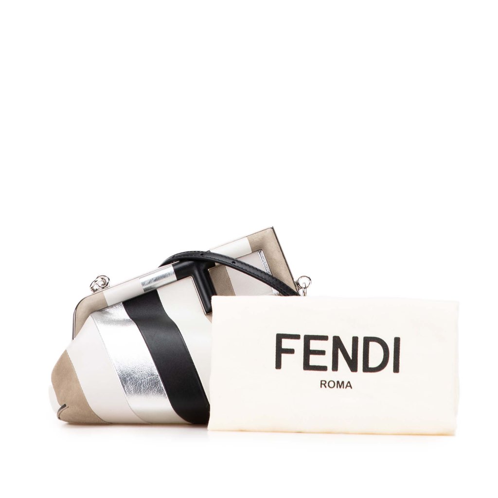Fendi Small Fendi First Leather and Suede Striped Crossbody - Image 12