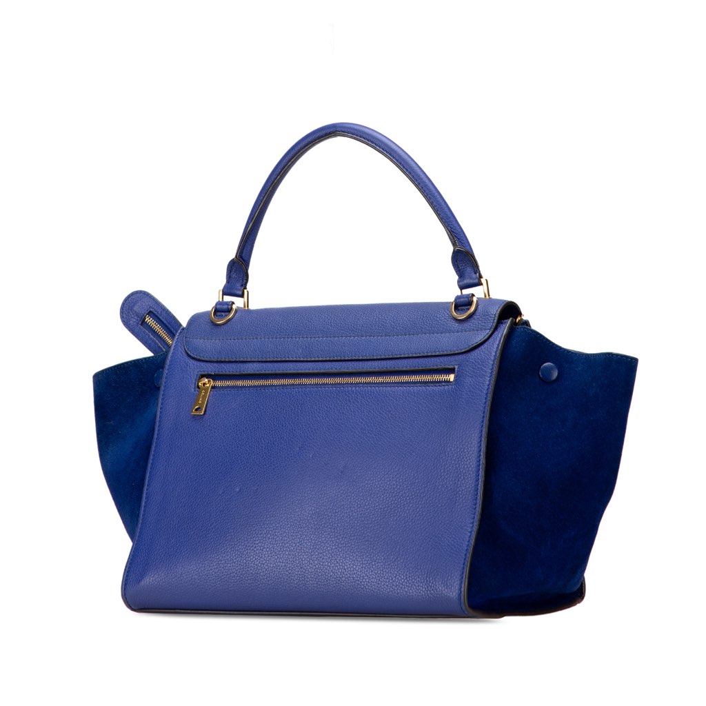 Celine Small Drummed Calfskin and Suede Trapeze Satchel - 2