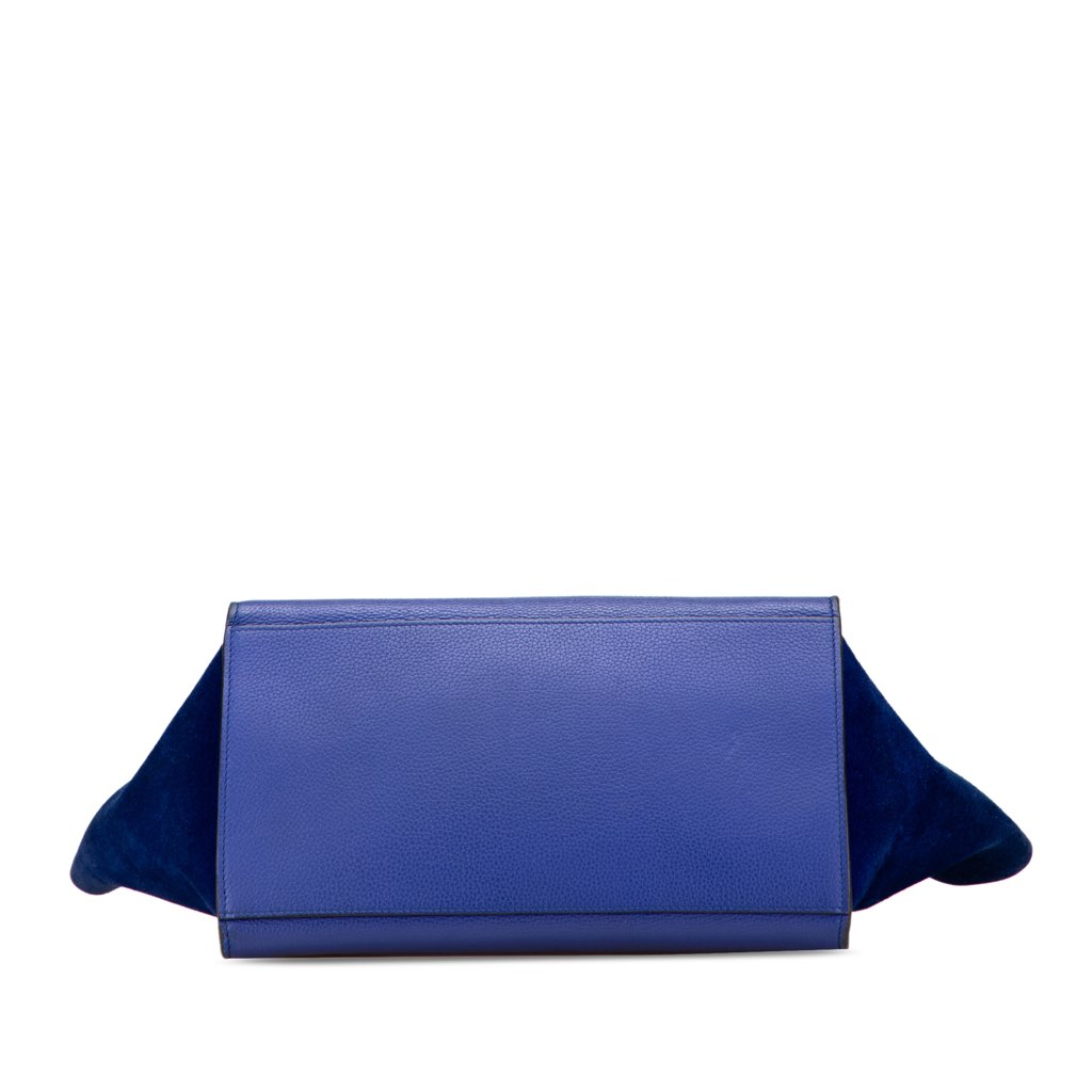 Celine Small Drummed Calfskin and Suede Trapeze Satchel - 3