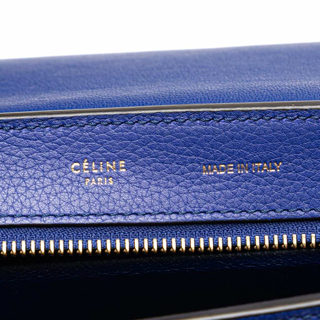 Celine Small Drummed Calfskin and Suede Trapeze Satchel - 5