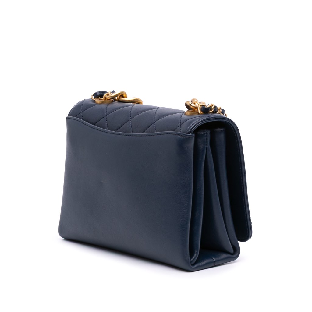 Chanel CC Quilted Lambskin Triple Pearl Chain Flap - Back view