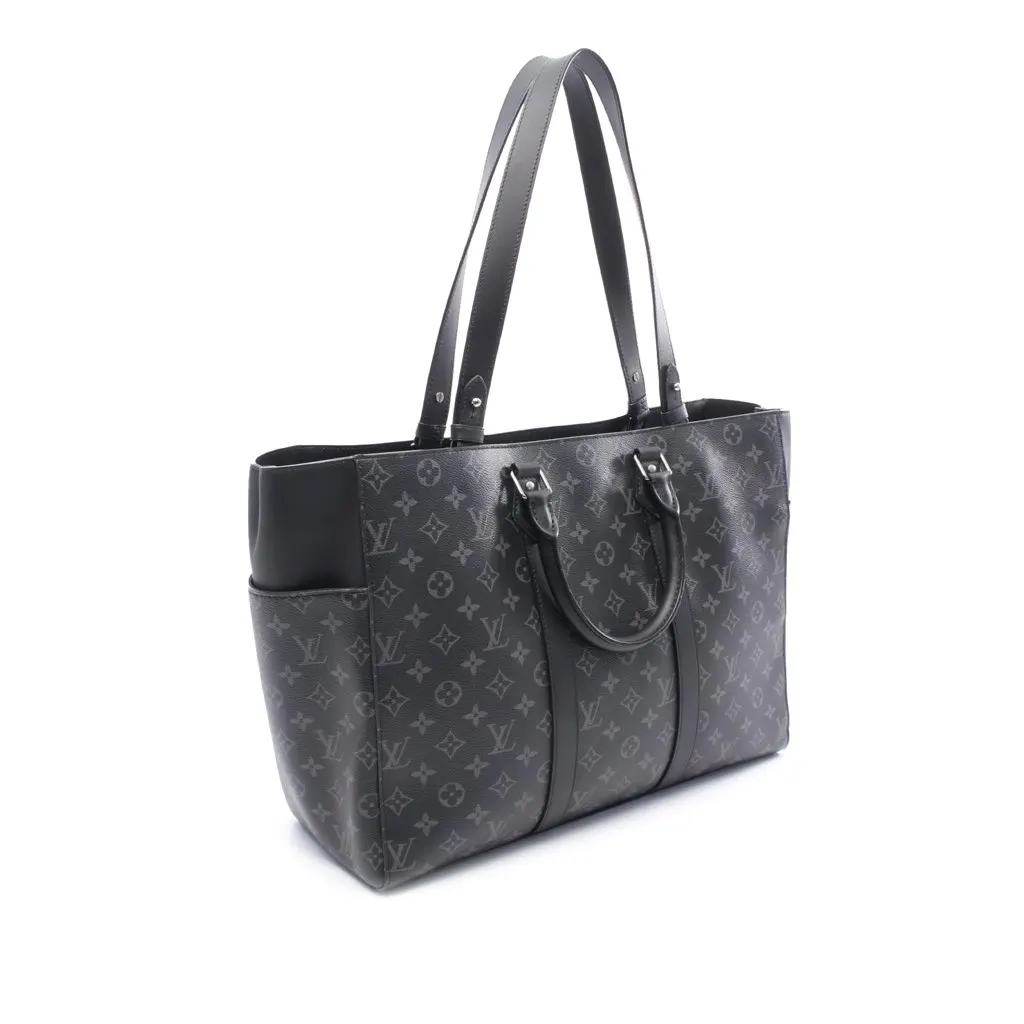 Louis Vuitton Monogram Eclipse Sac Plat 24H Tote Black Canvas Good - Back View