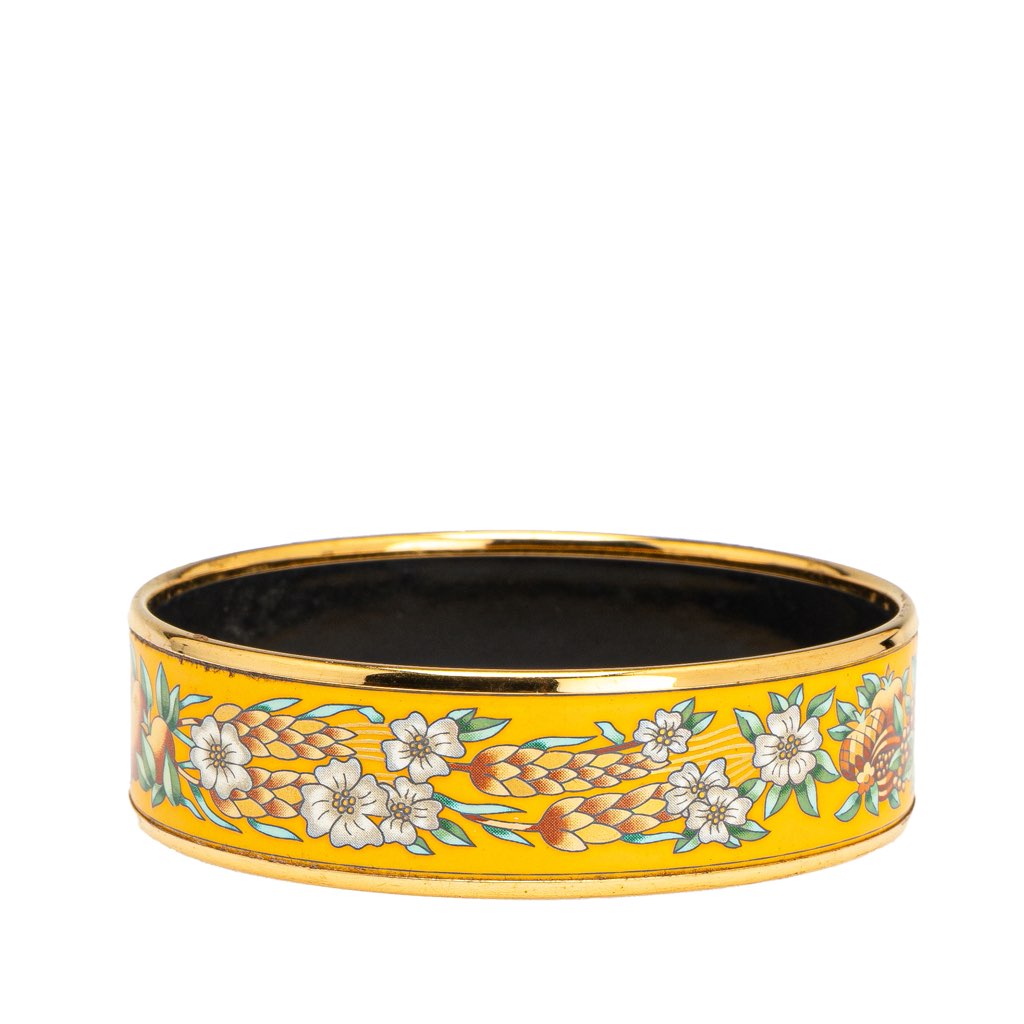 Hermès Wide Enamel Wheat and Fruits Bangle GM - Back view