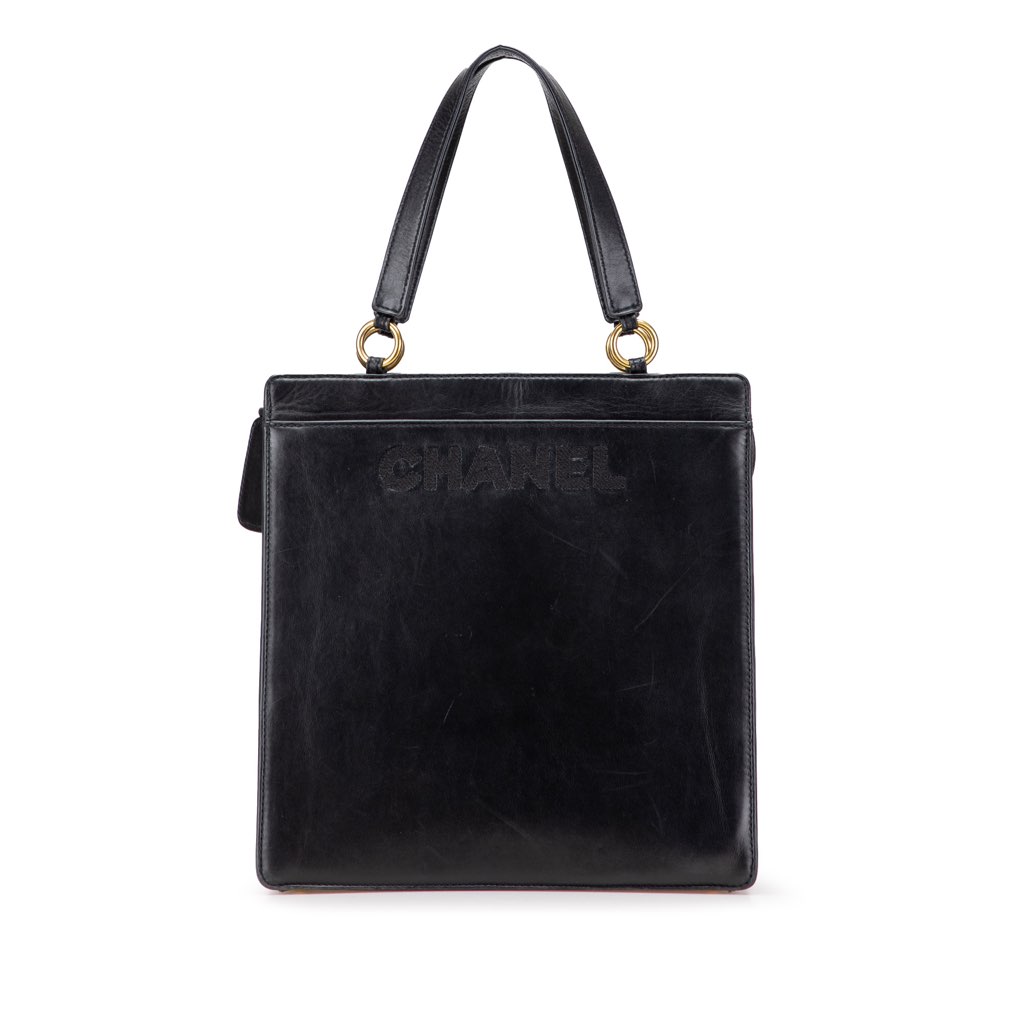 Chanel Lambskin Embroidered Logo Tote