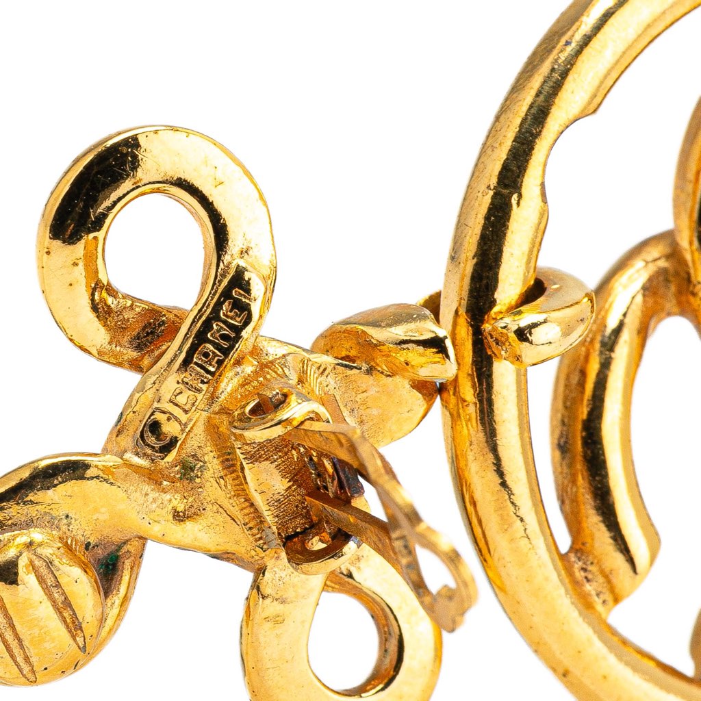 Chanel Gold Plated CC Drop Clip-On Earrings - Image 6