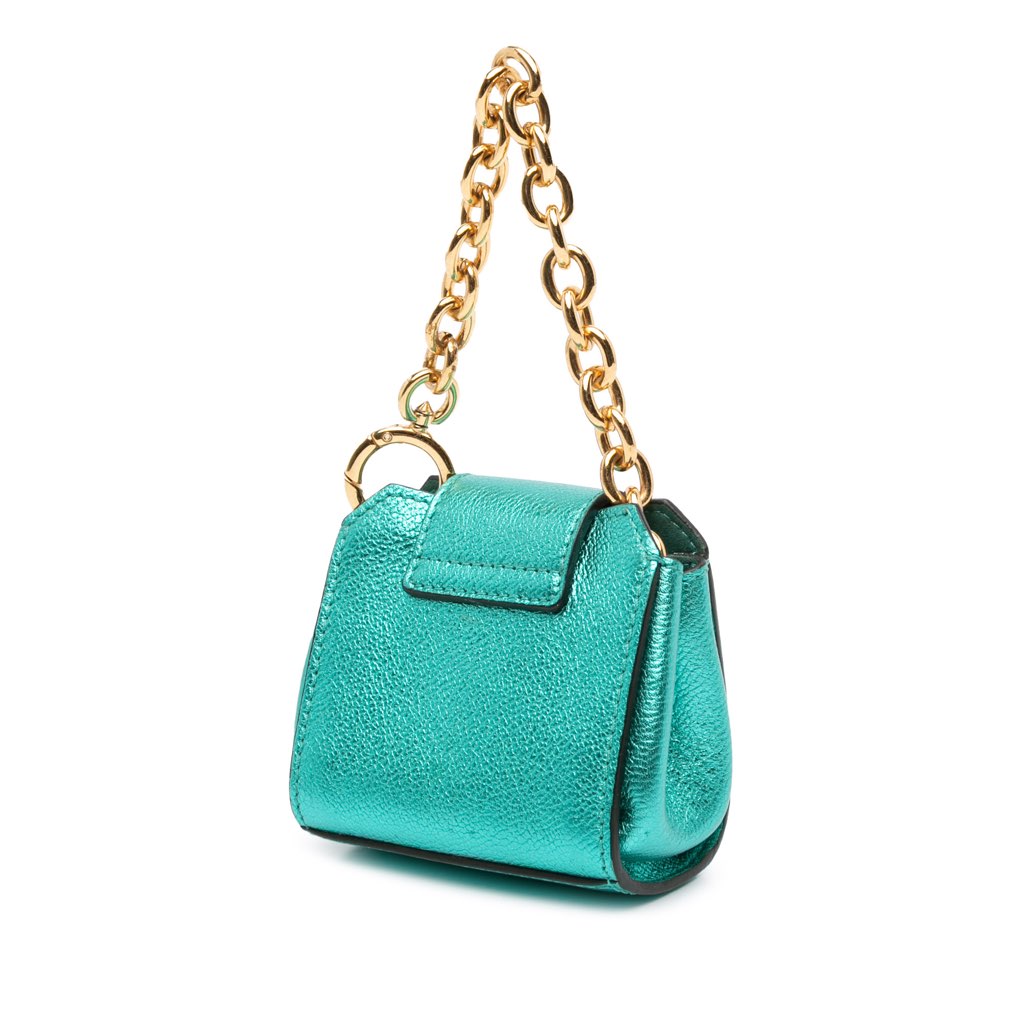 Burberry Mini Metallic Calfskin Buckle Charm Handbag - Back view