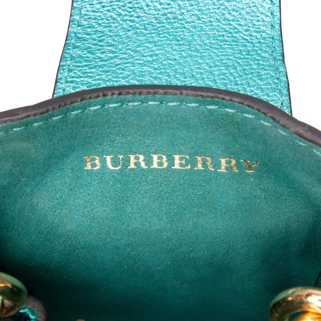 Burberry Mini Metallic Calfskin Buckle Charm Handbag Green Leather Good - Box View
