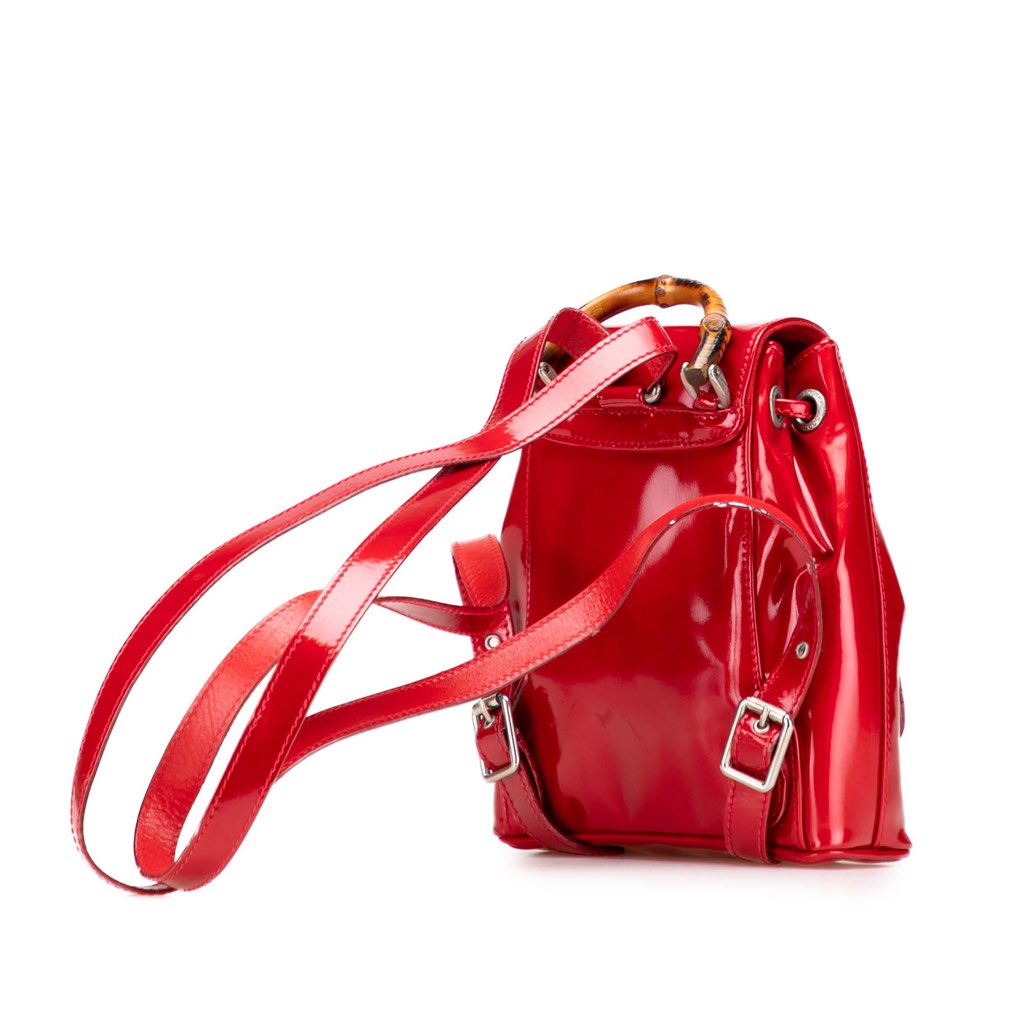 Gucci Mini Patent Bamboo Drawstring Backpack - 2
