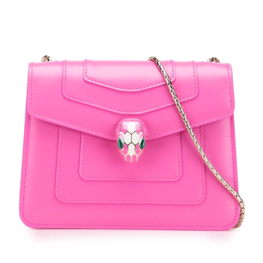 Bvlgari Small Leather Square Serpenti Forever Chain Crossbody