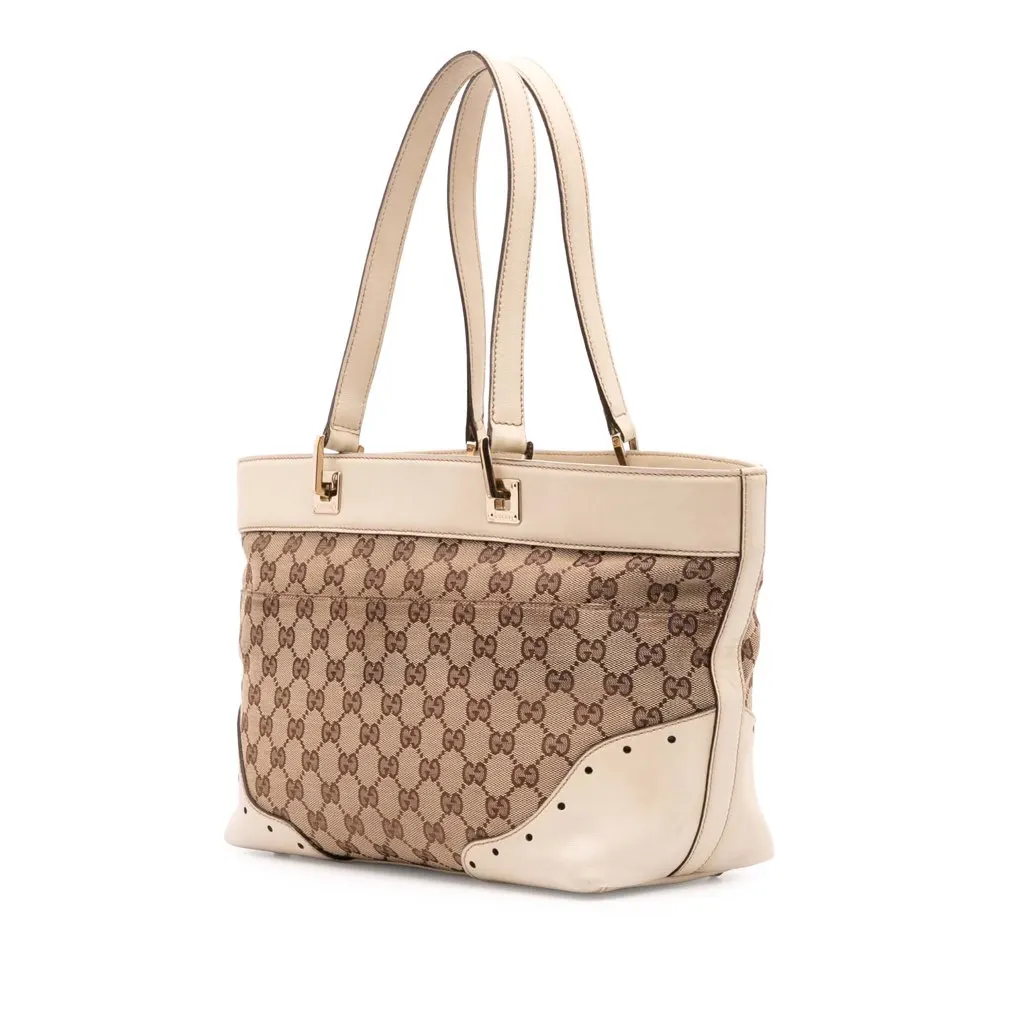 Gucci GG Canvas Punch Tote Brown Canvas Fair - Back View