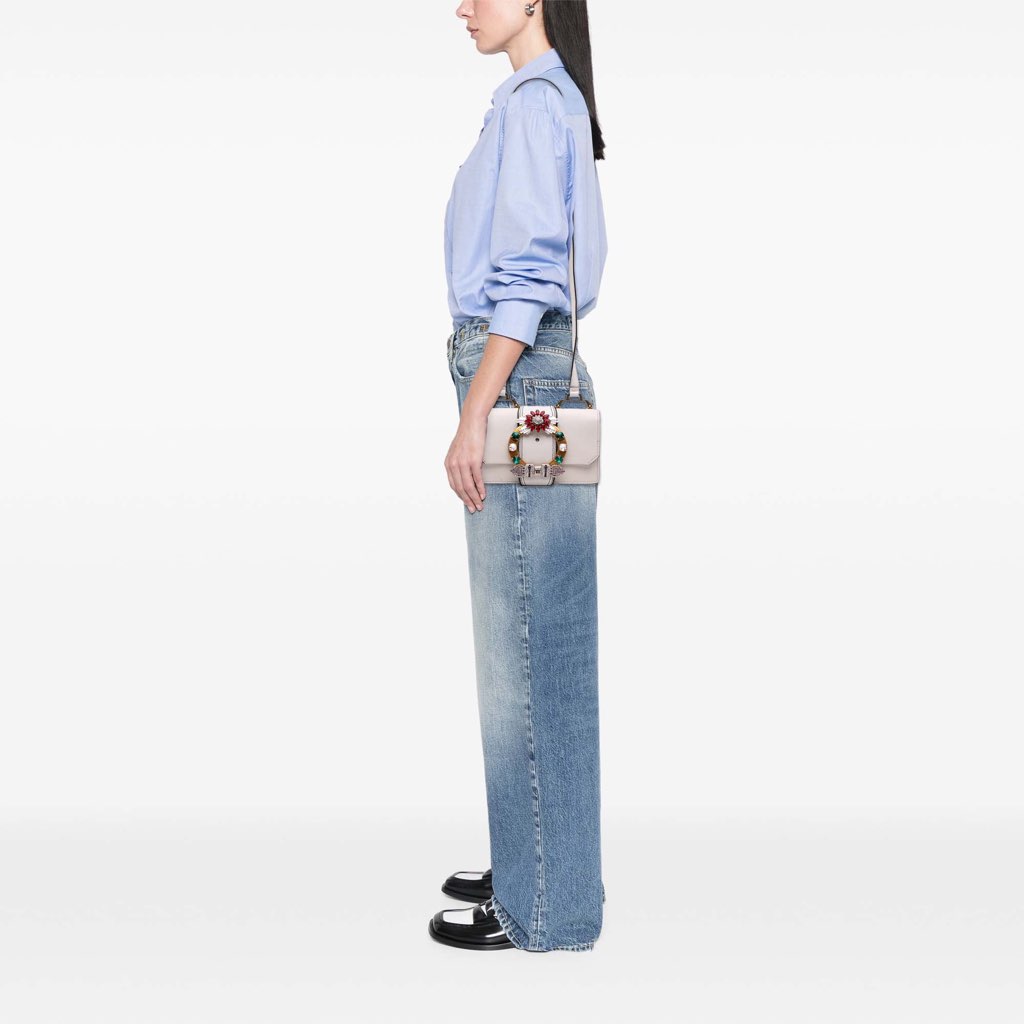 Miu Miu Goatskin Madras Soft Calf Crystal Embellished Crossbody - Image 14