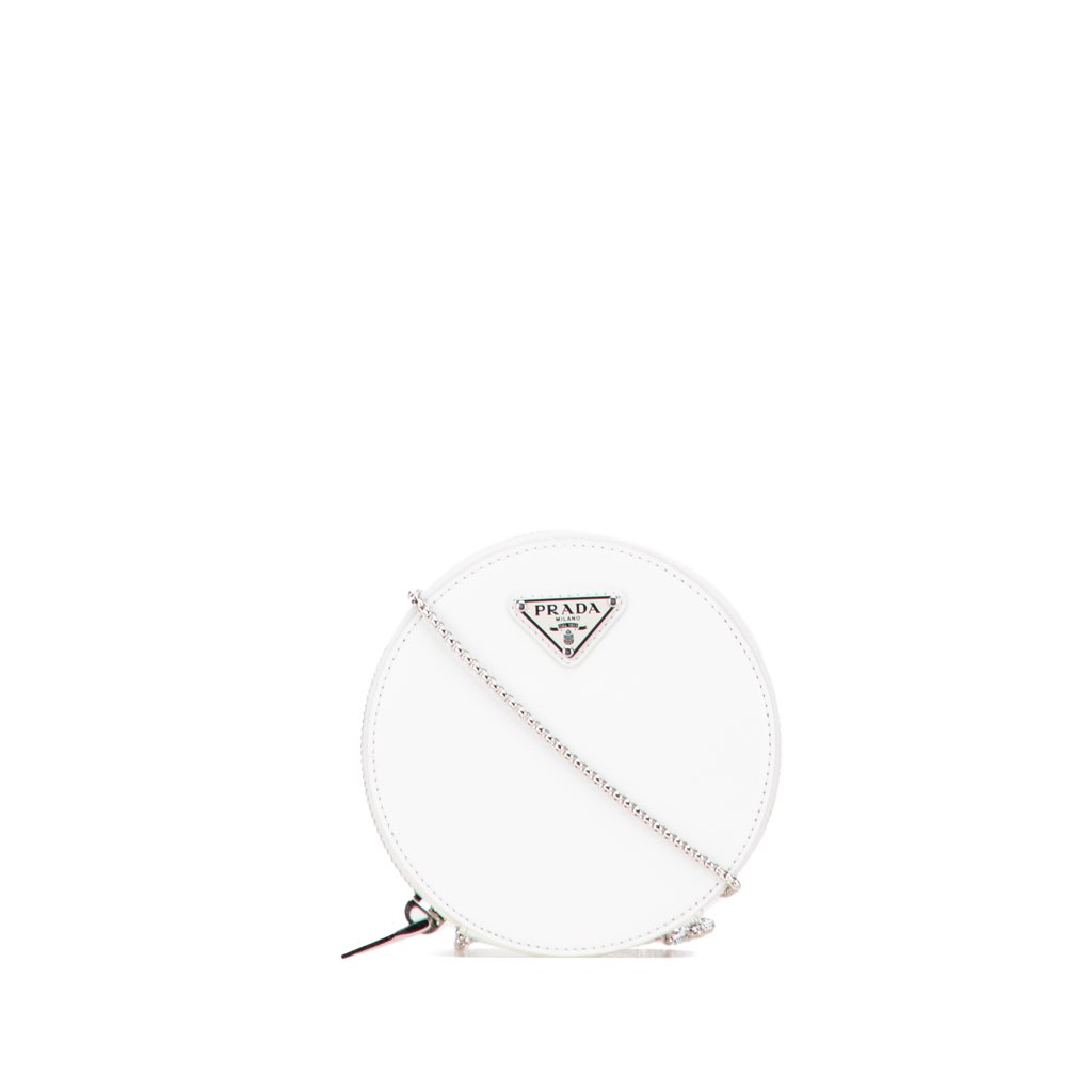 Prada Spazzolato Round Chain Coin Crossbody