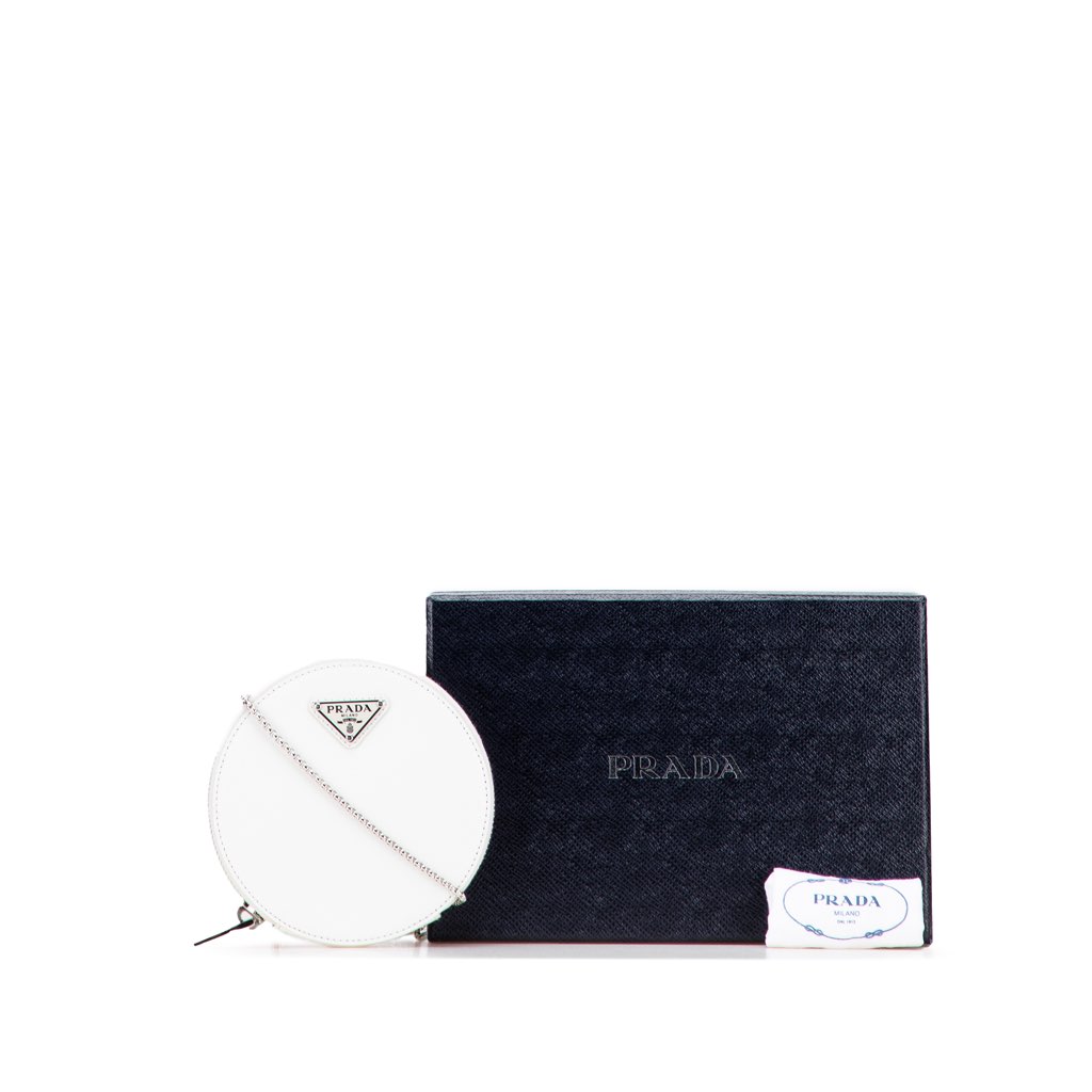 Prada Spazzolato Round Chain Coin Crossbody - Image 12