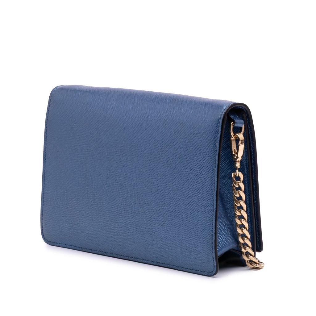 Prada Saffiano Lux Metal Bar Chain Crossbody - Back view