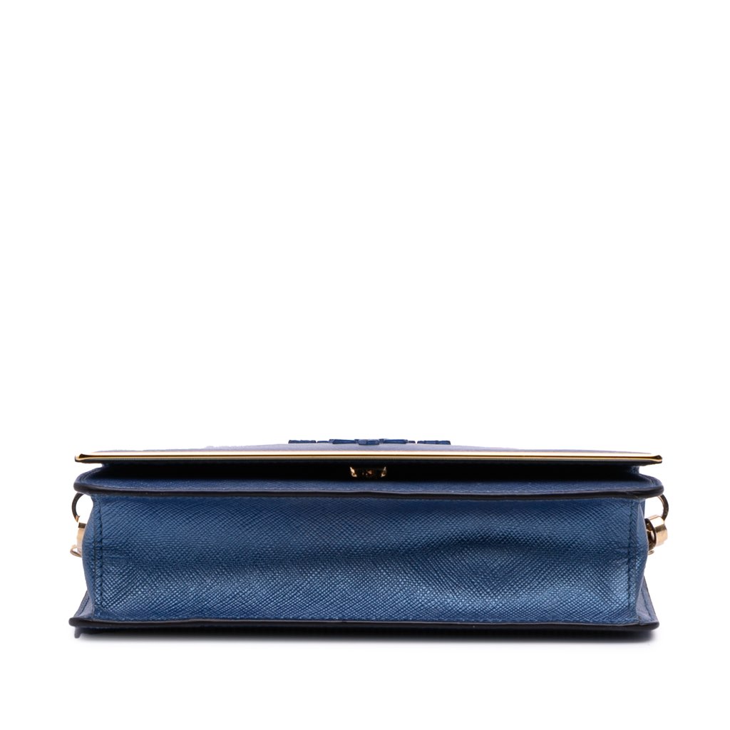 Prada Saffiano Lux Metal Bar Chain Crossbody - Image 6