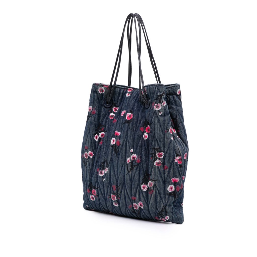 Miu Miu Matelasse Embroidered Denim Shoulder Bag - 2