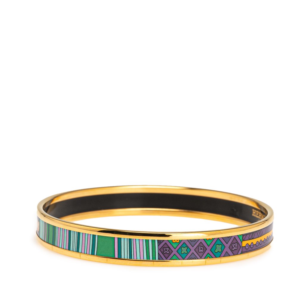Hermès Narrow Stripes and Pattern Enamel Bangle 65 - Back view