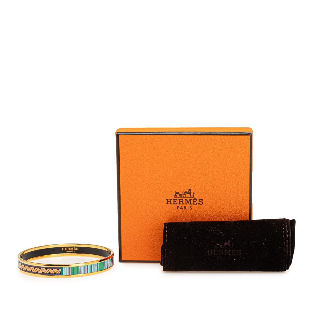 Hermès Narrow Stripes and Pattern Enamel Bangle 65 - Detail 1