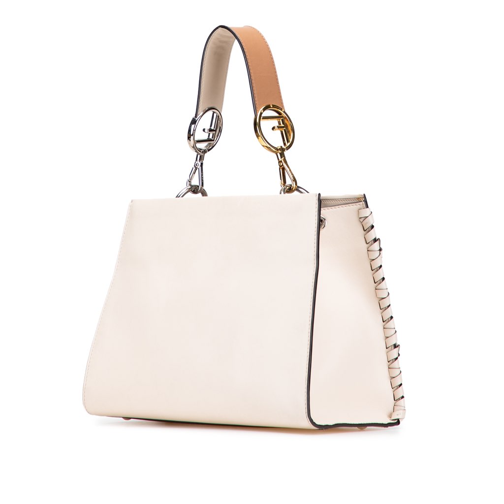 Fendi Small Bicolor Calfskin Whipstitch Runway Satchel - Back view
