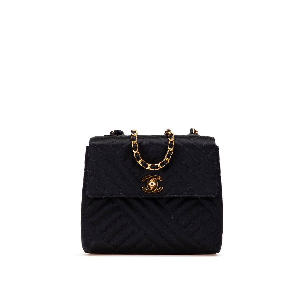 Chanel Mini Square Diagonal Quilted Satin Single Flap