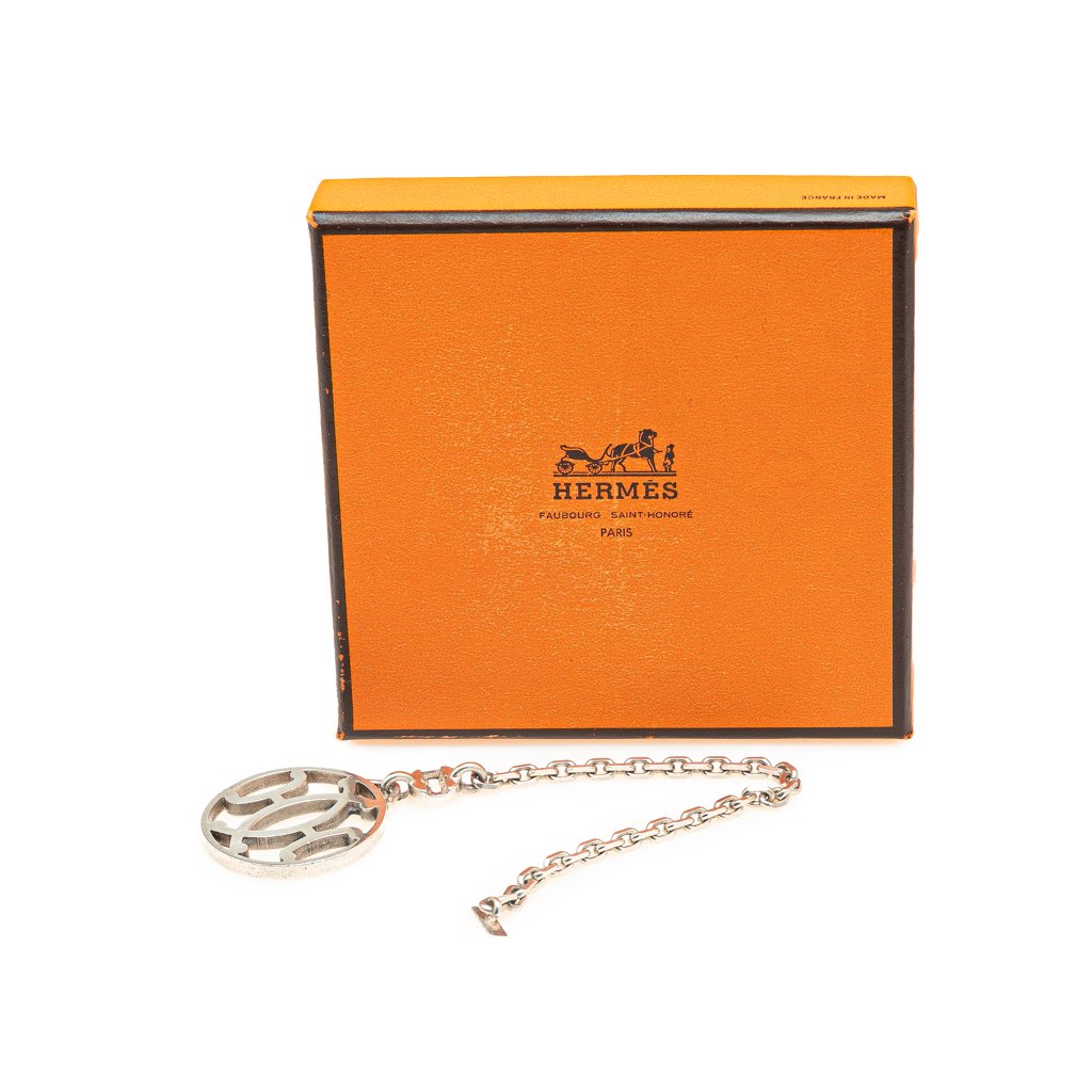 Hermès Palladium Plated H Logo Bag Charm - Side view