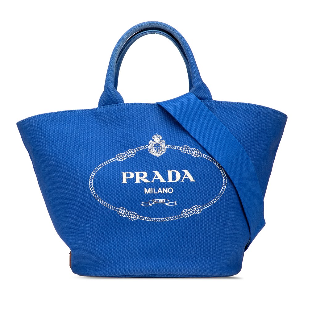 Prada Medium Canvas Canapa Logo Convertible Shopping Tote