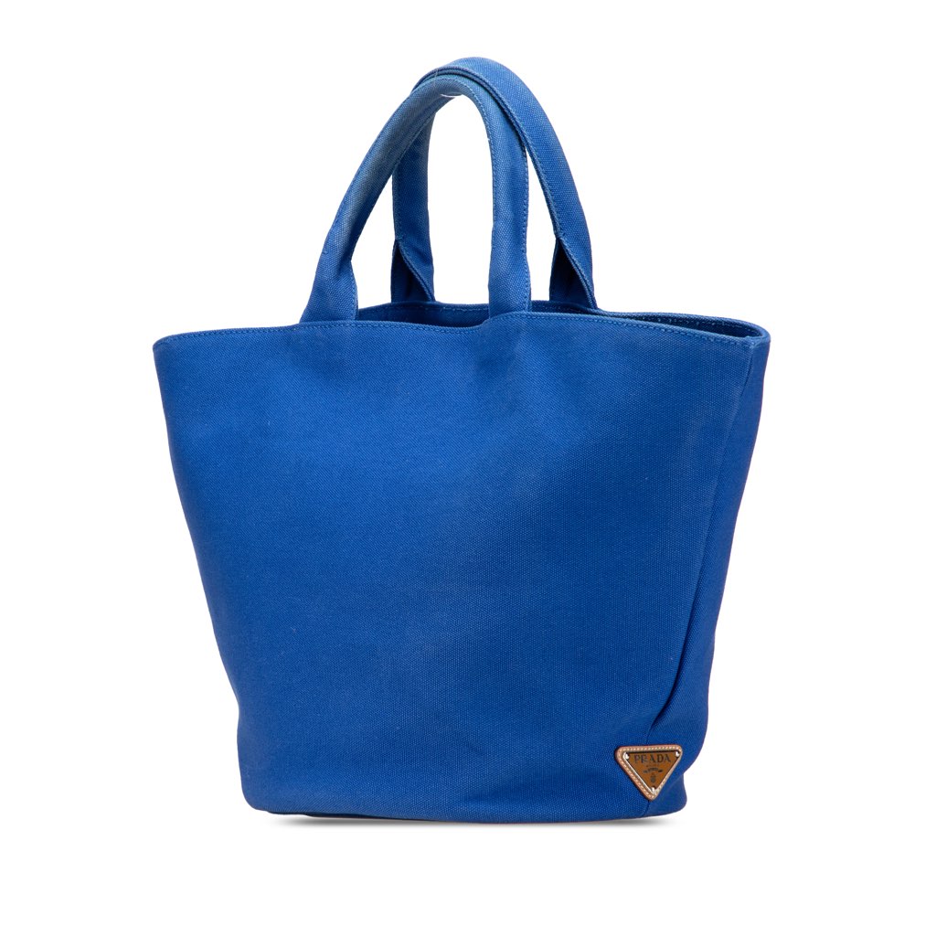 Prada Medium Canvas Canapa Logo Convertible Shopping Tote - Back view