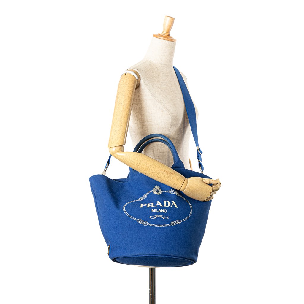 Prada Medium Canvas Canapa Logo Convertible Shopping Tote - Image 15