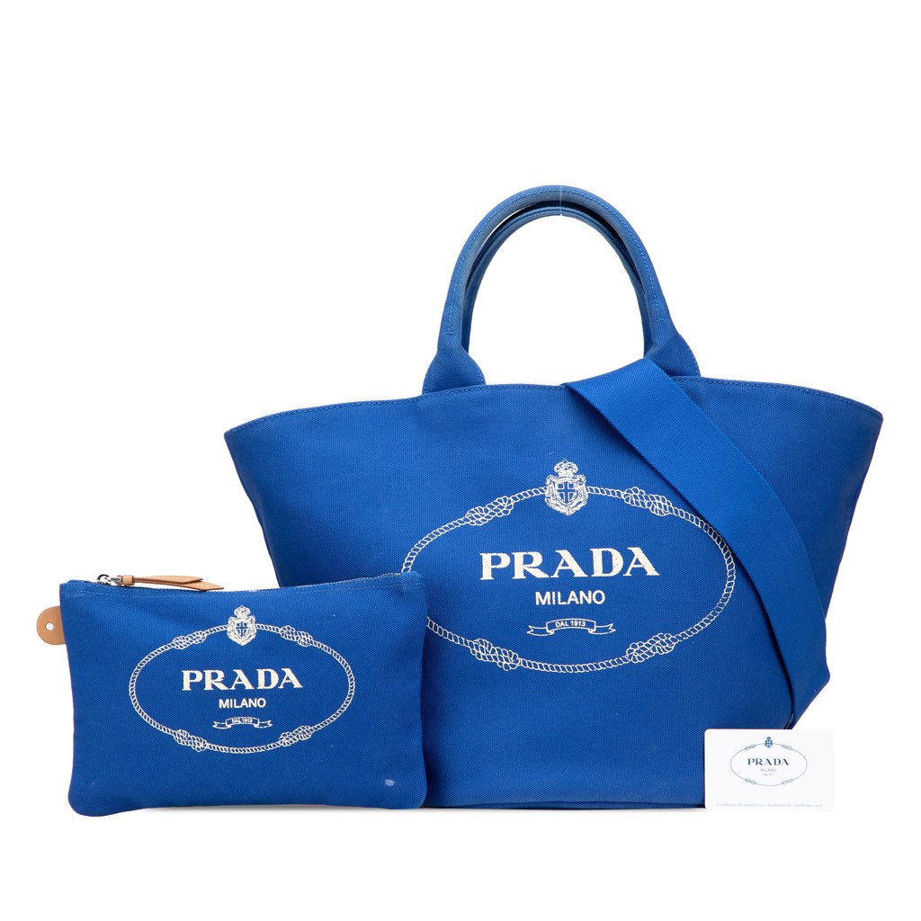 Prada Medium Canvas Canapa Logo Convertible Shopping Tote - Image 16