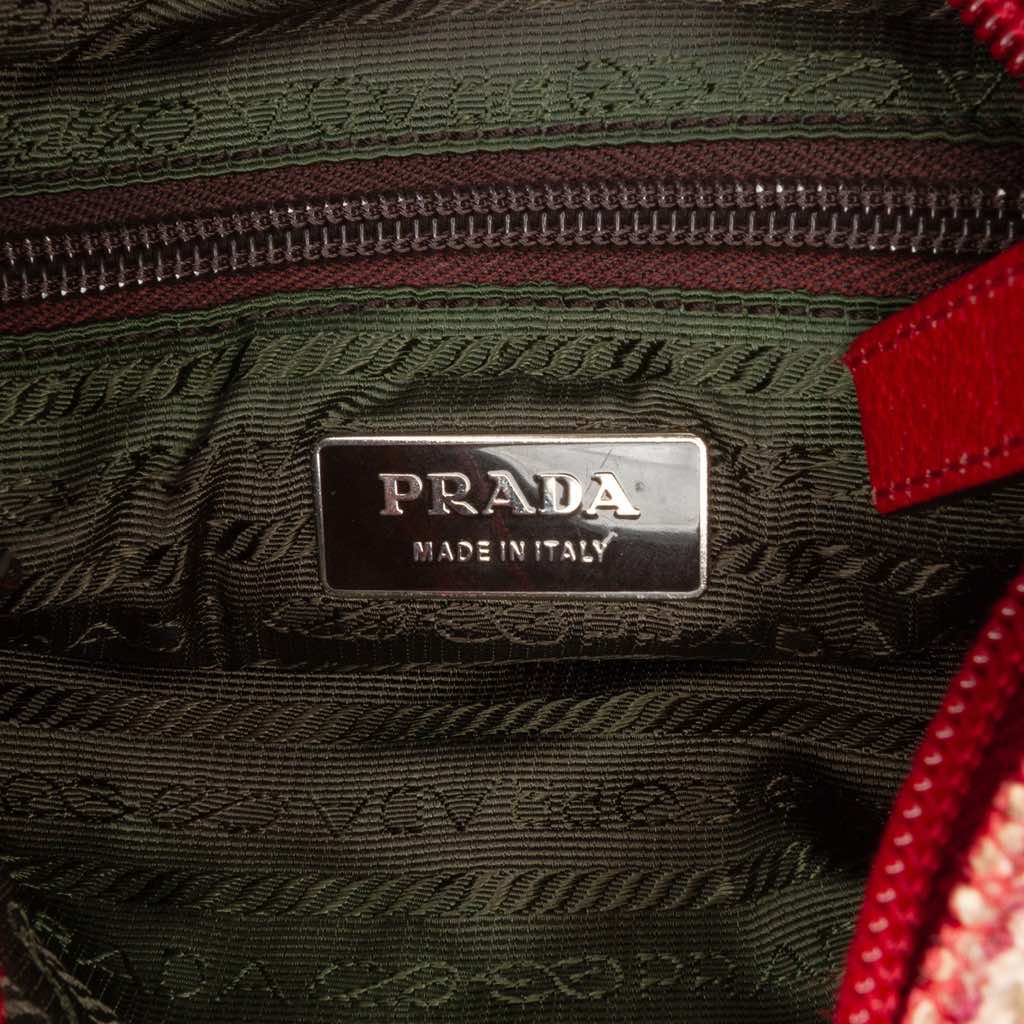 Prada Vitello Trimmed Tweed Flat Tote - Side view