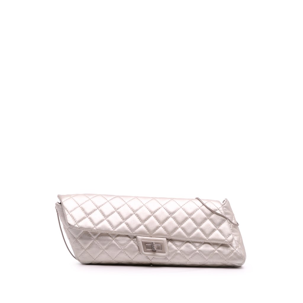 Chanel Reissue 2.55 Metallic Lambskin Clutch With Chain