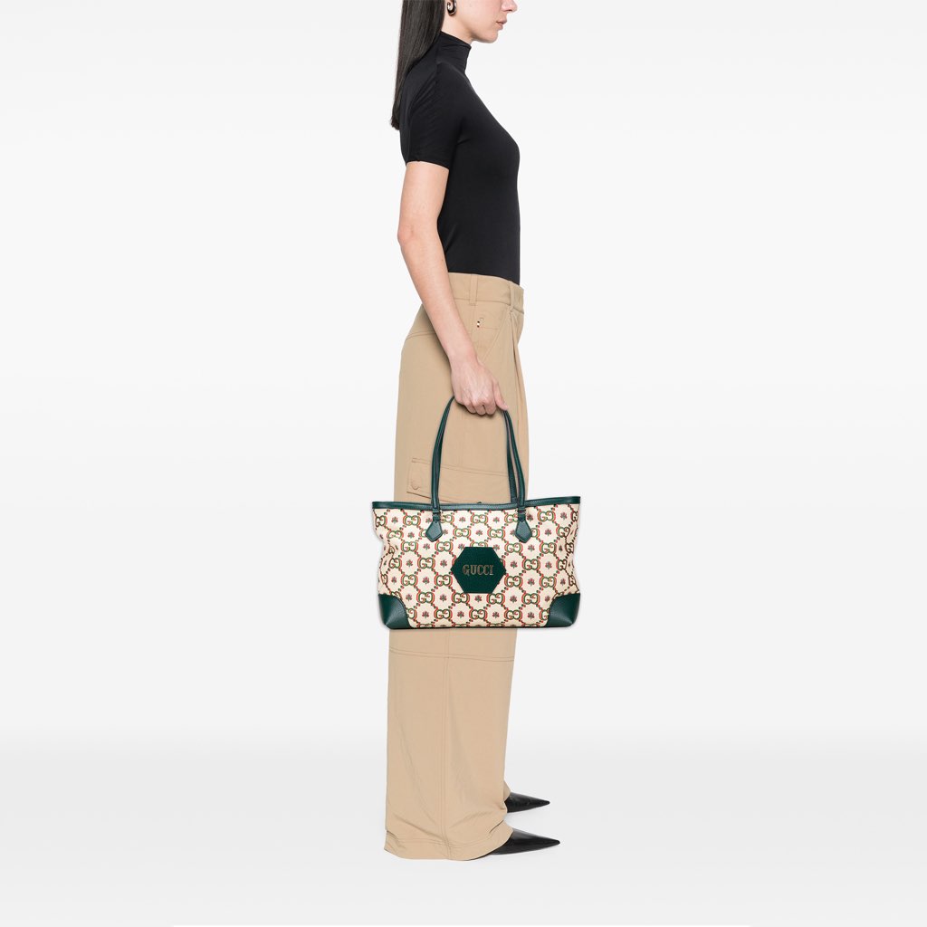 Gucci 100th Anniversary Medium GG Canvas Embroidered Flower Ophidia Tote - Image 12