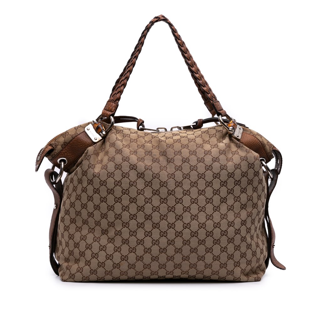 Gucci Large GG Canvas Bamboo Bar Tote