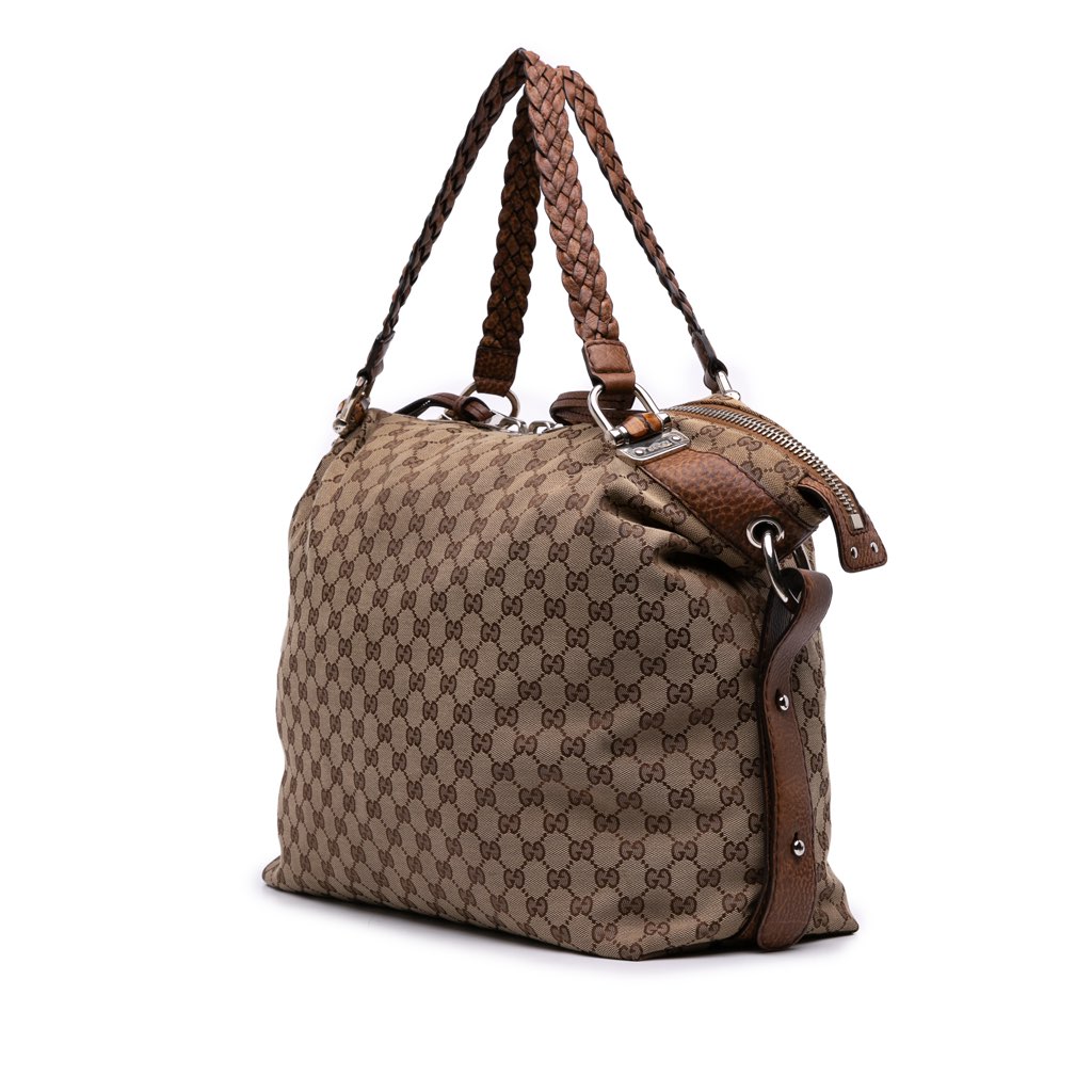 Gucci Large GG Canvas Bamboo Bar Tote - 2