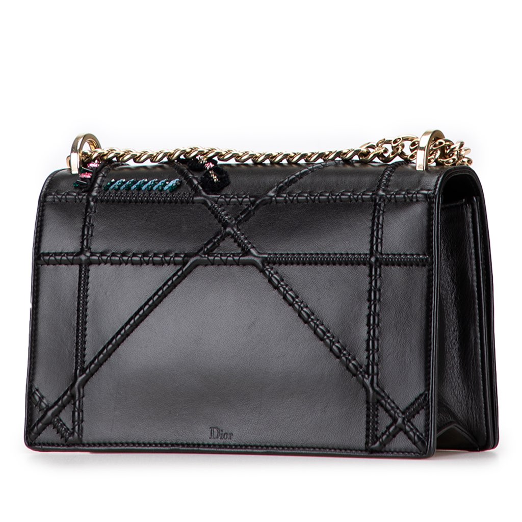 Dior Medium Calfskin Crystal Embroidered Diorama Flap - 2