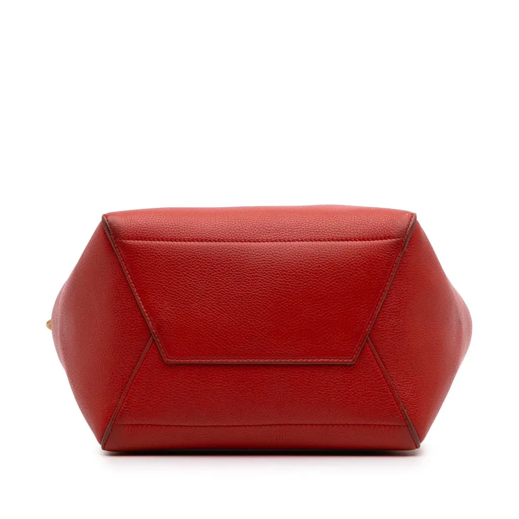 Celine Medium Leather Seau Sangle Bucket Bag Red Leather Good - Inside View