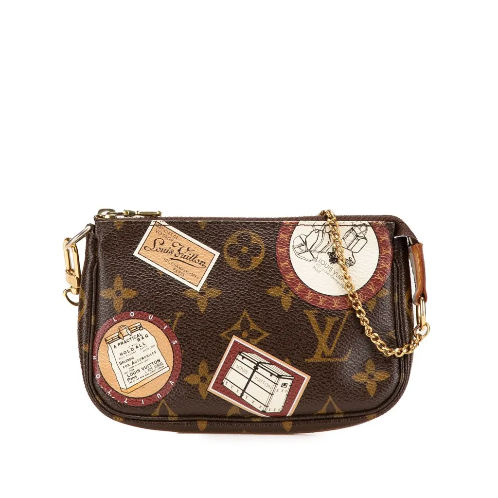 Louis Vuitton Monogram Patch Mini Pochette Accessoires Brown Canvas Good - Front View