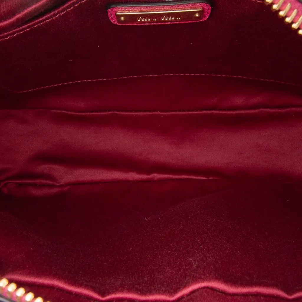 Miu Miu Goatskin Madras Camera Bag Pink Leather Good - Model View