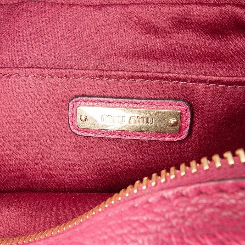 Miu Miu Goatskin Madras Camera Bag Pink Leather Good - Box View