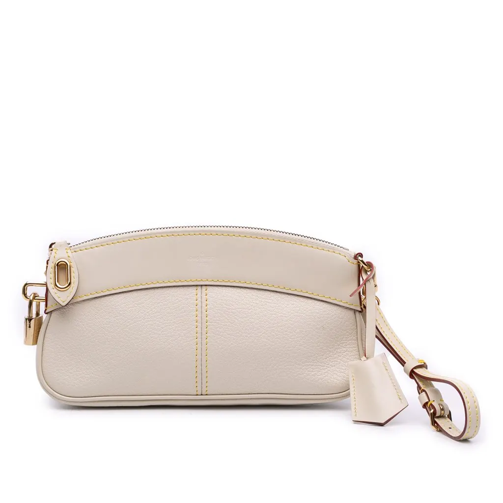 Louis Vuitton Suhali Lockit Clutch White Leather Good - Front View