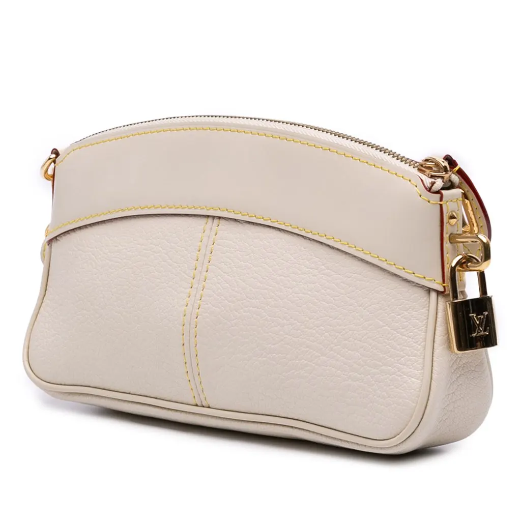 Louis Vuitton Suhali Lockit Clutch White Leather Good - Back View