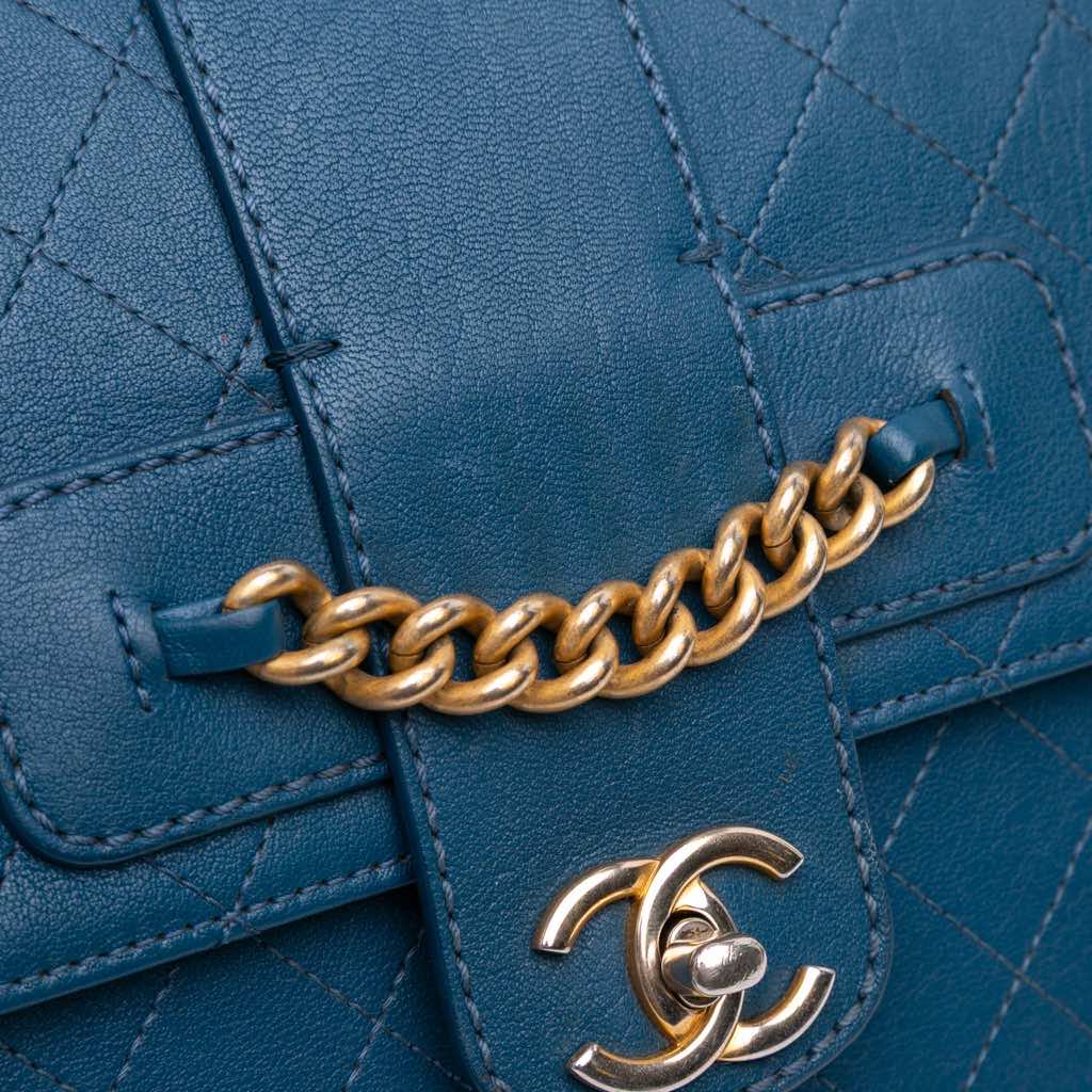 Chanel Large Quilted Sheepskin Front Chain Flap - Detail 2