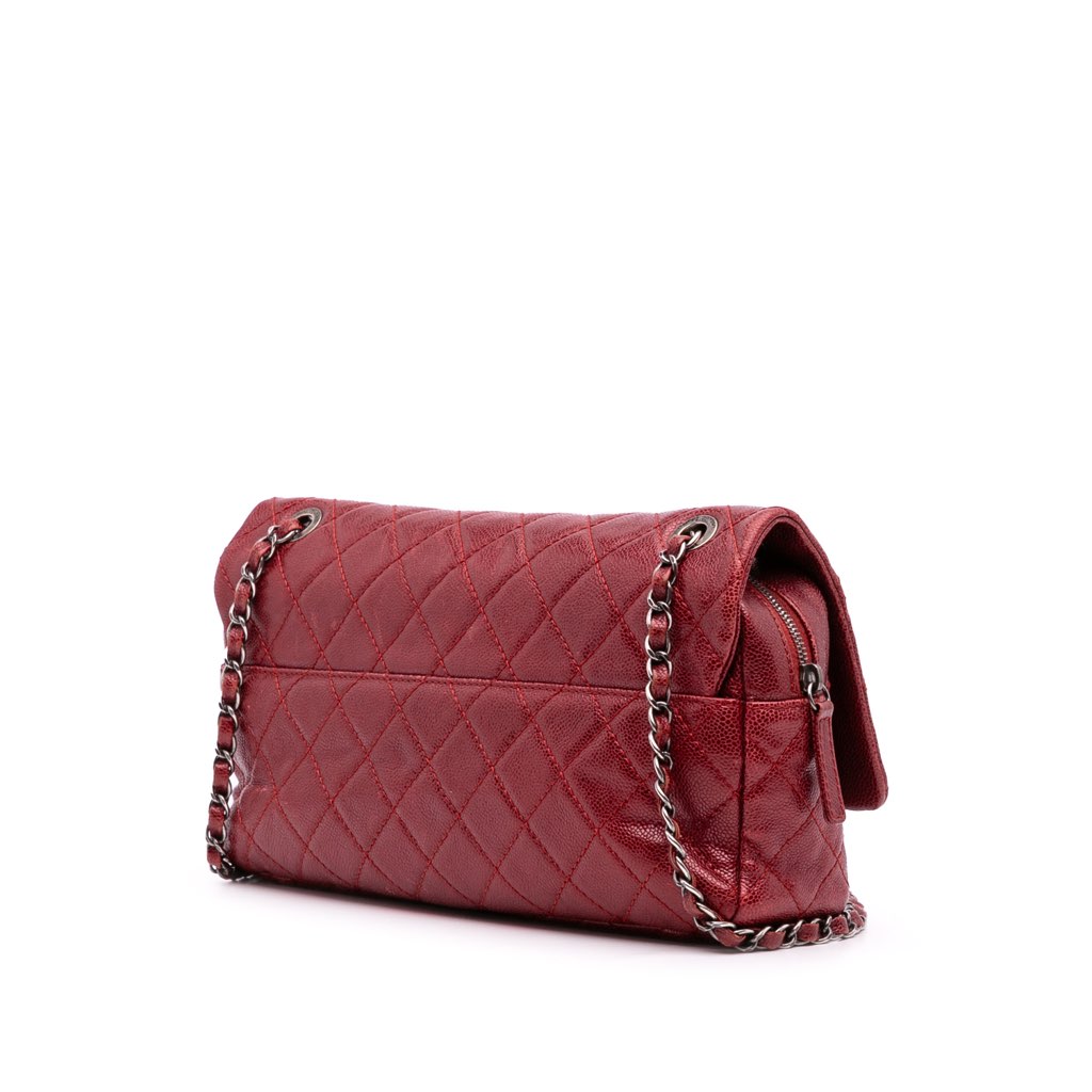 Chanel Medium Quilted Caviar Easy Flap - Back view
