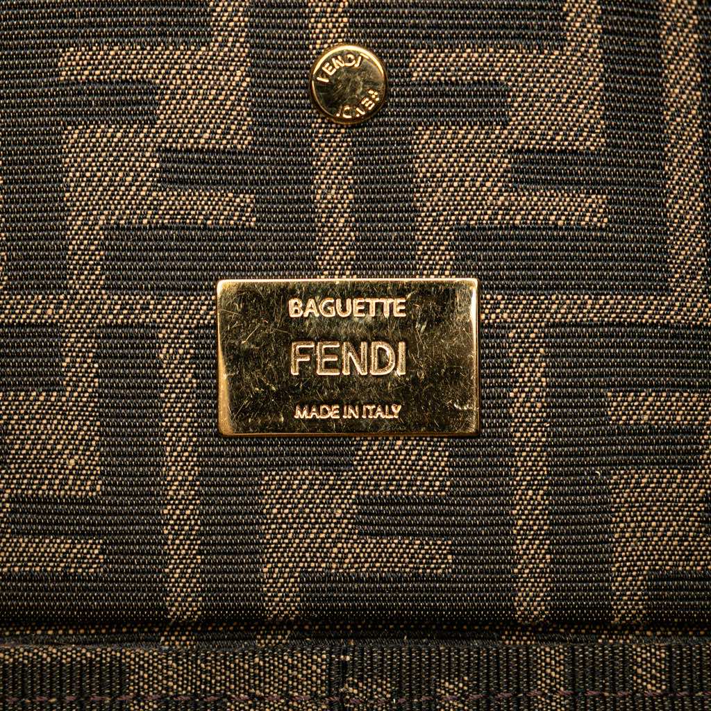 Fendi Zucca Embroidered Canvas Floral Baguette Satchel - 5