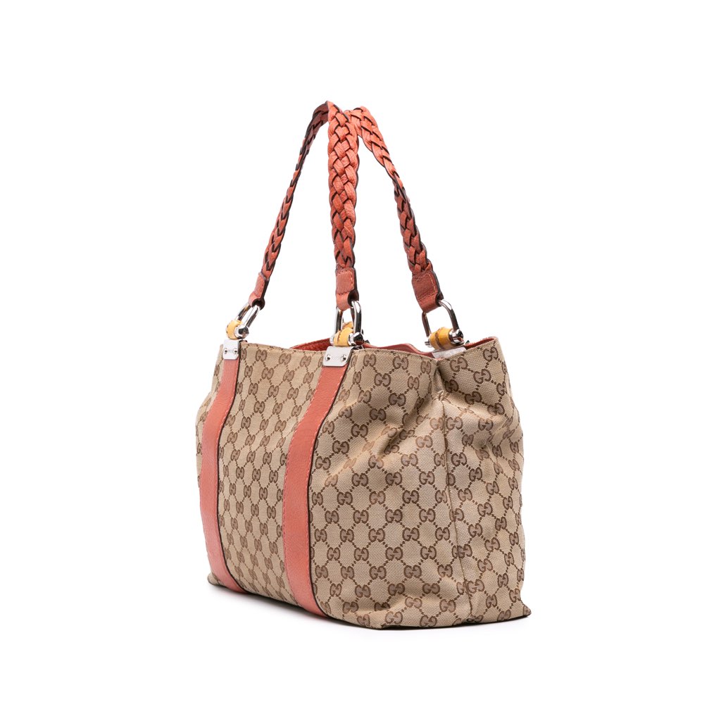 Gucci Medium GG Canvas Bamboo Libeccio Tote - 2
