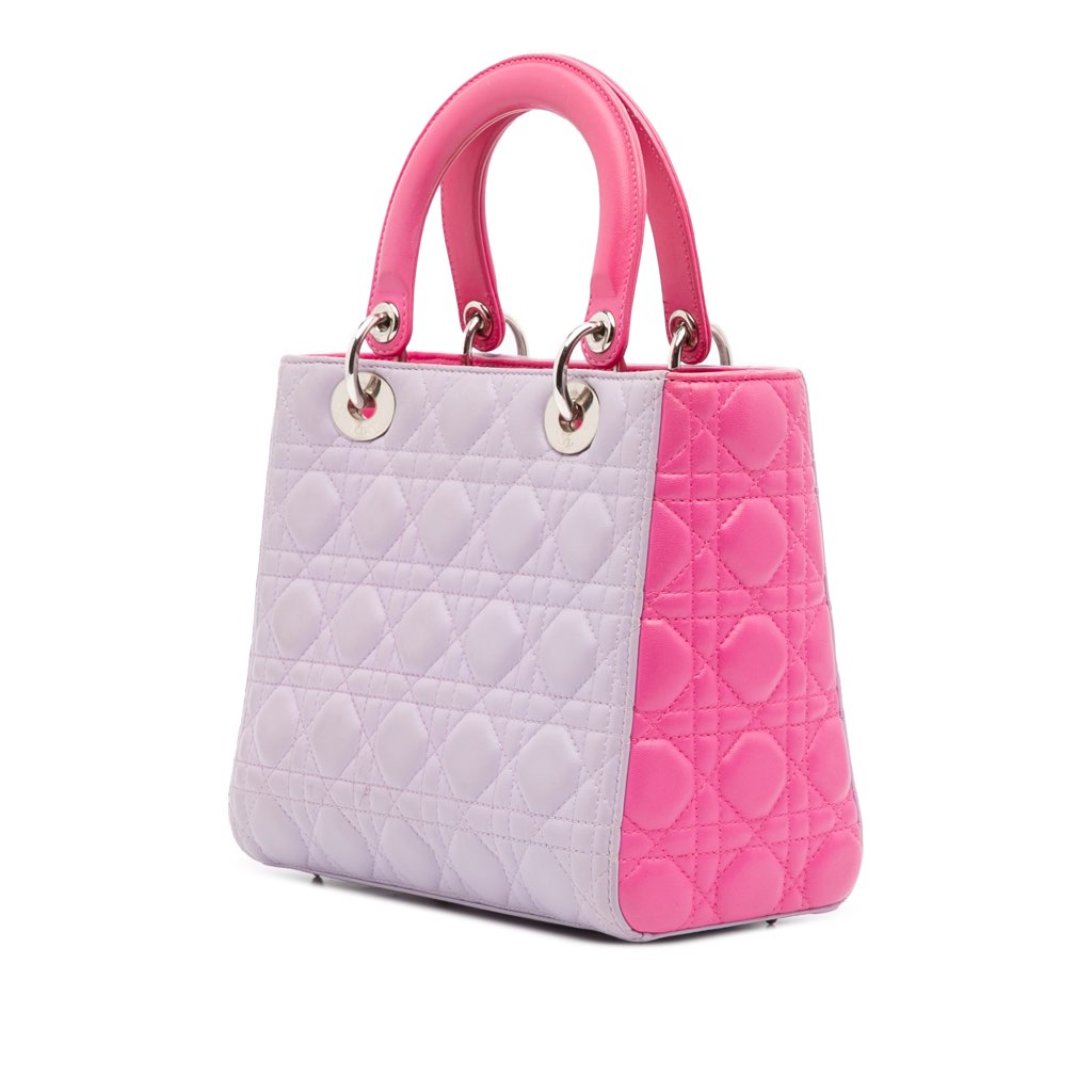 Dior Medium Bicolor Lambskin Cannage Lady Dior - Back view